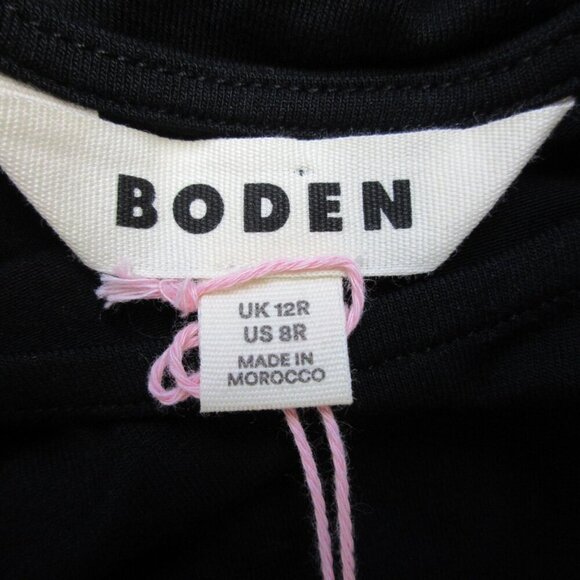 Boden Knot Detail Jersey Mini Dress 8 Black Viscose Blend Belted Cocktail 278 - Picture 3 of 11